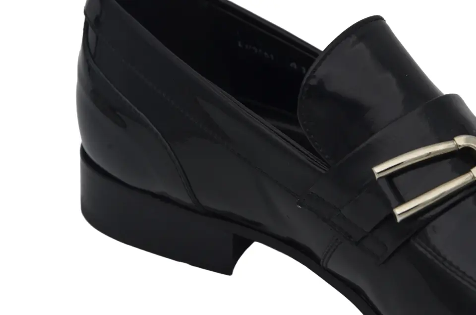 Erkek Siyah Rugan Zincirli Loafer