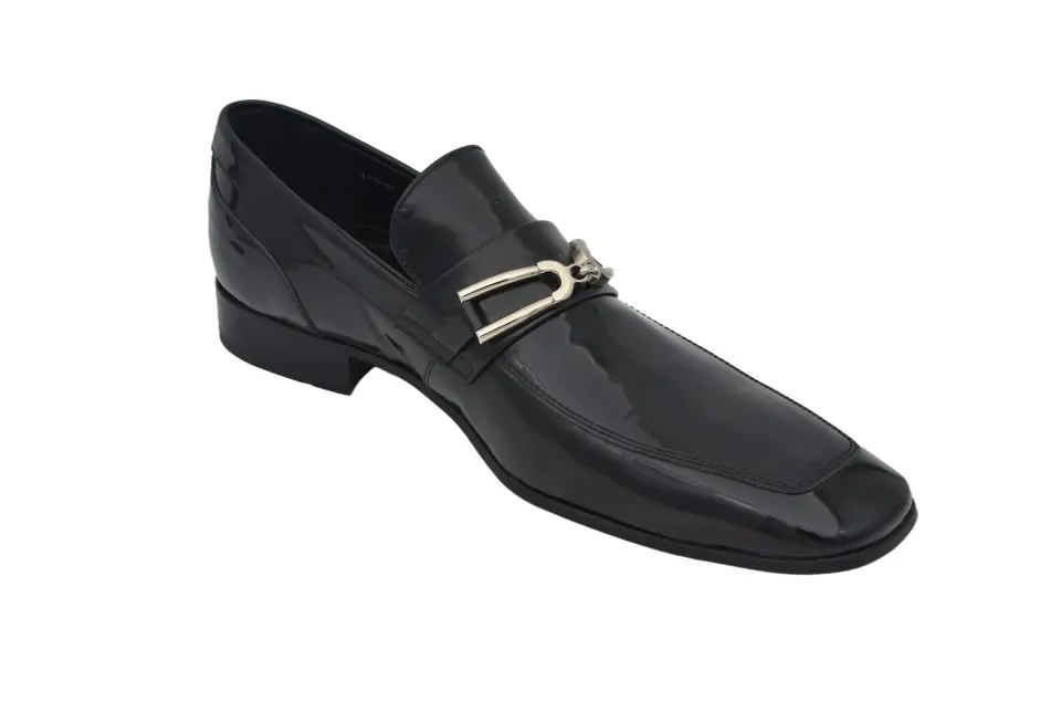 Erkek Siyah Rugan Zincirli Loafer