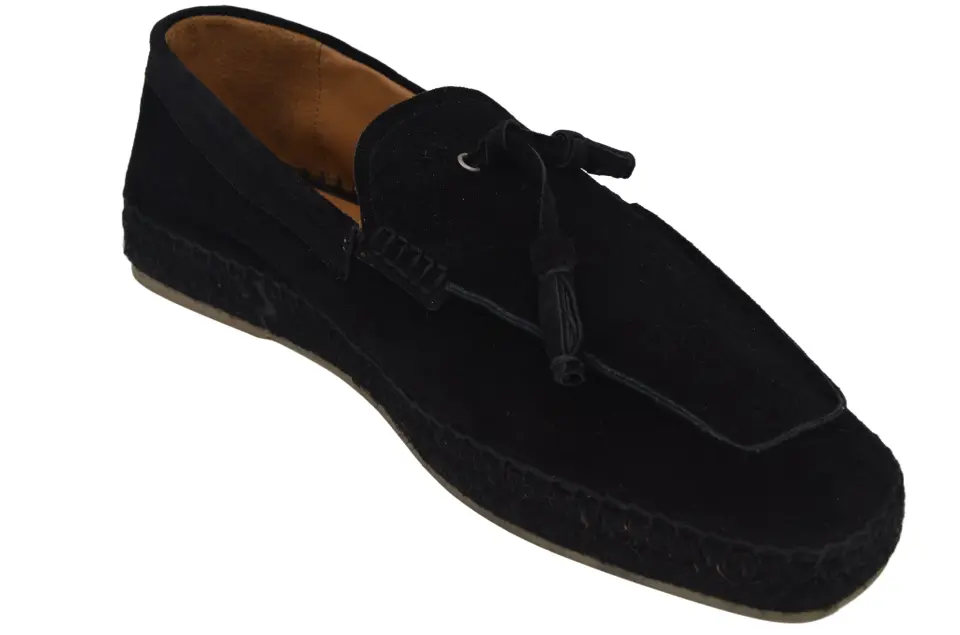 Erkek Siyah Süet Püskül Detaylı Loafer