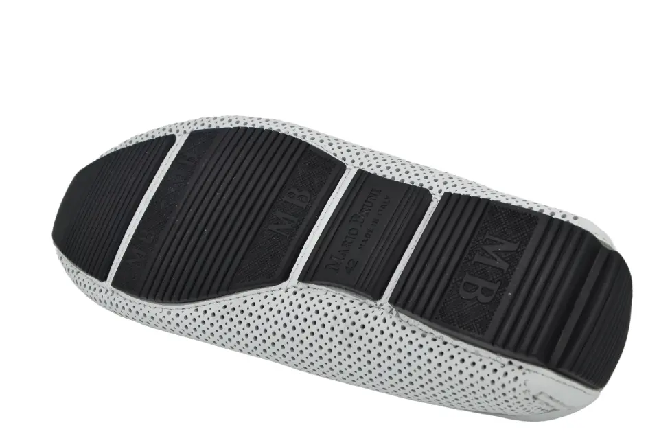 Erkek Beyaz Delikli Deri Loafer