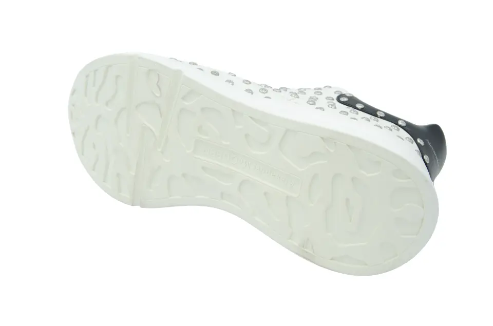 Erkek Beyaz Zımba Detaylı Oversize Deri Sneaker