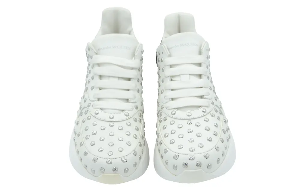 Erkek Beyaz Zımba Detaylı Oversize Deri Sneaker