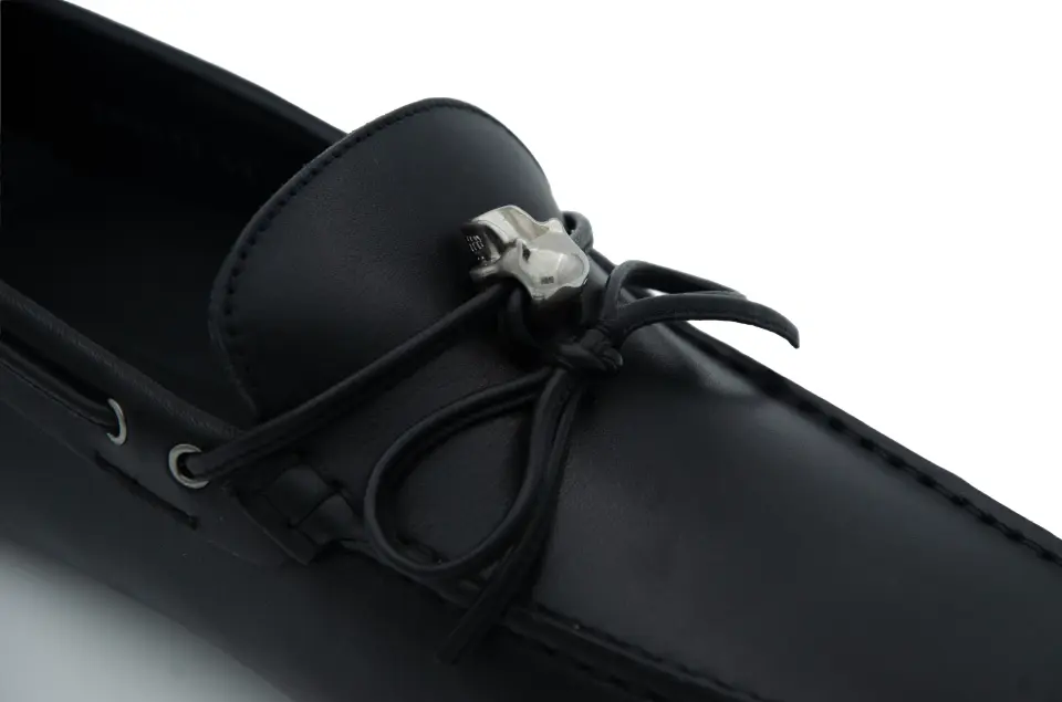 Erkek Siyah Metal Detaylı Deri Loafer