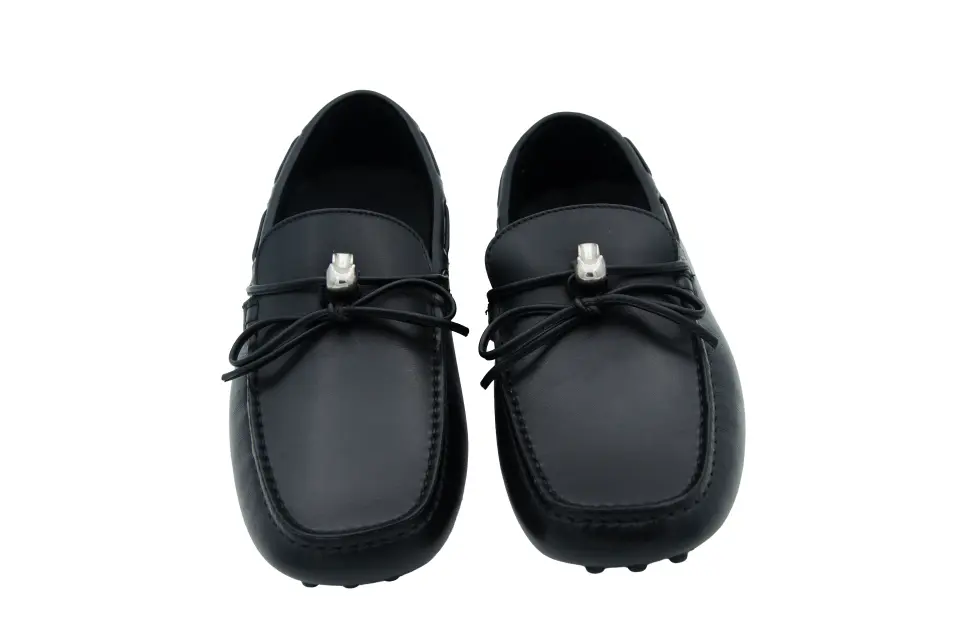 Erkek Siyah Metal Detaylı Deri Loafer
