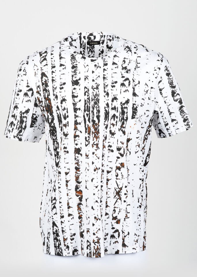 Erkek Beyaz Boya Efektli T-Shirt