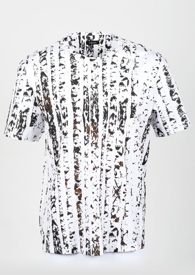 Erkek Beyaz Boya Efektli T-Shirt
