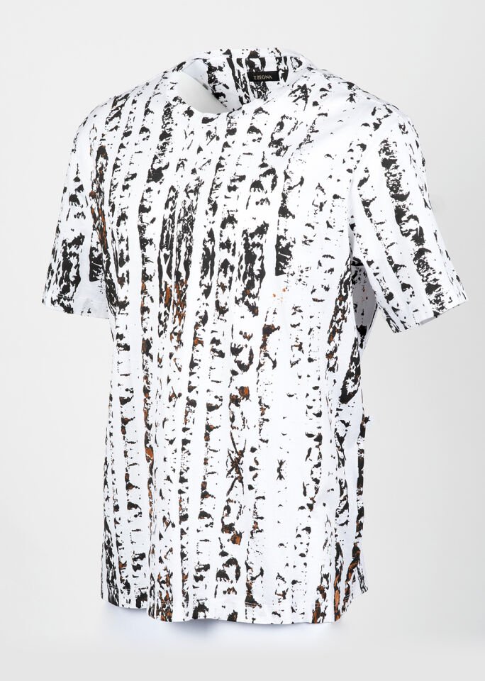 Erkek Beyaz Boya Efektli T-Shirt