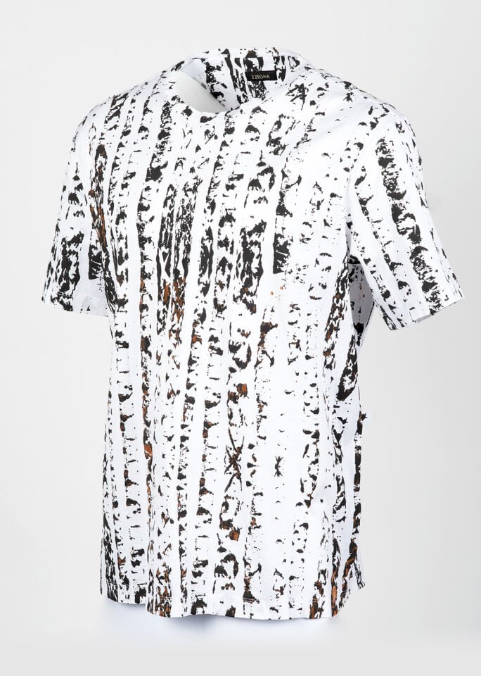 Erkek Beyaz Boya Efektli T-Shirt