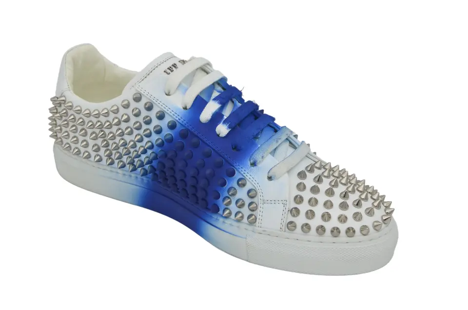 Erkek Beyaz Mavi Sprey Efektli Sneaker