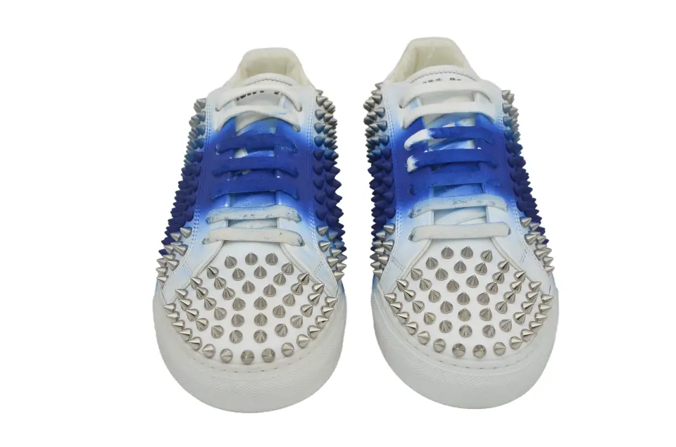 Erkek Beyaz Mavi Sprey Efektli Sneaker