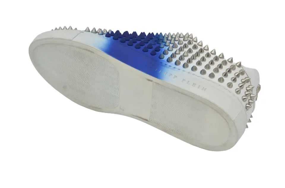 Erkek Beyaz Mavi Sprey Efektli Sneaker