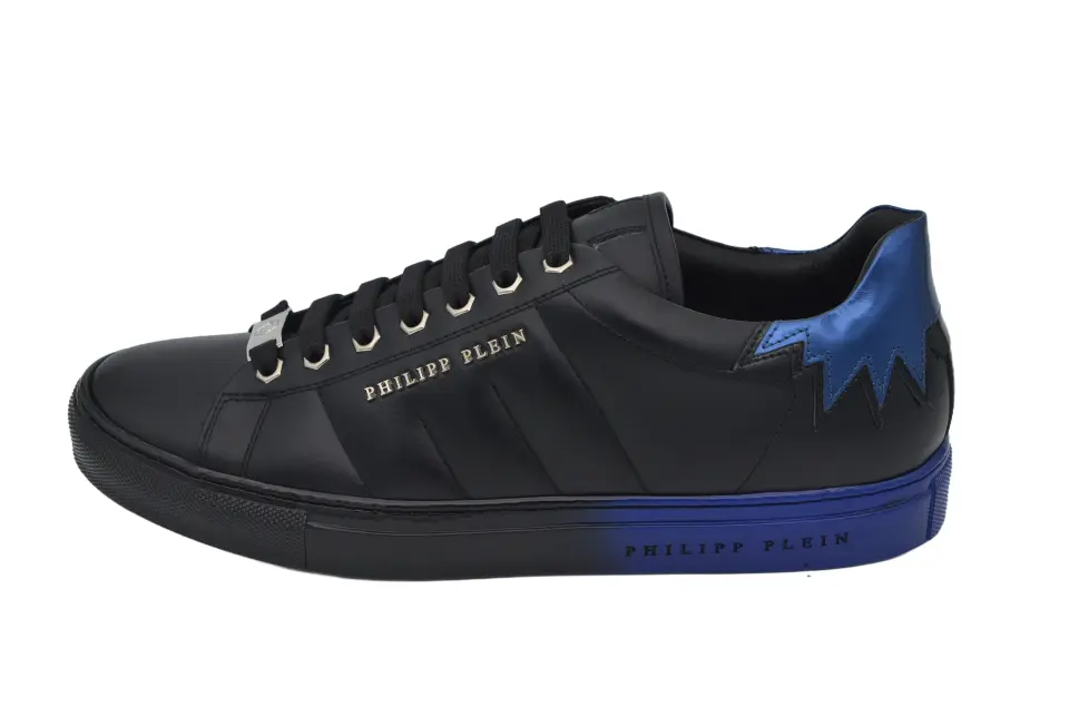 Erkek Siyah Lacivert Deri Sneaker