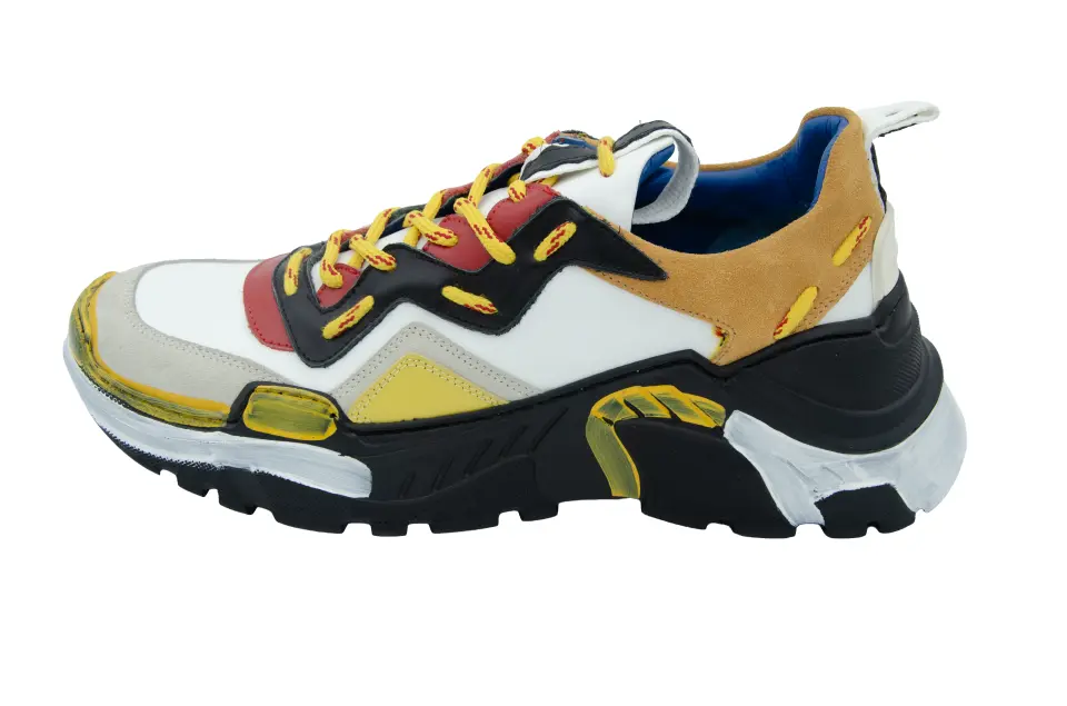 Erkek Kırmızı Sarı Bağcık Detaylı Sneaker