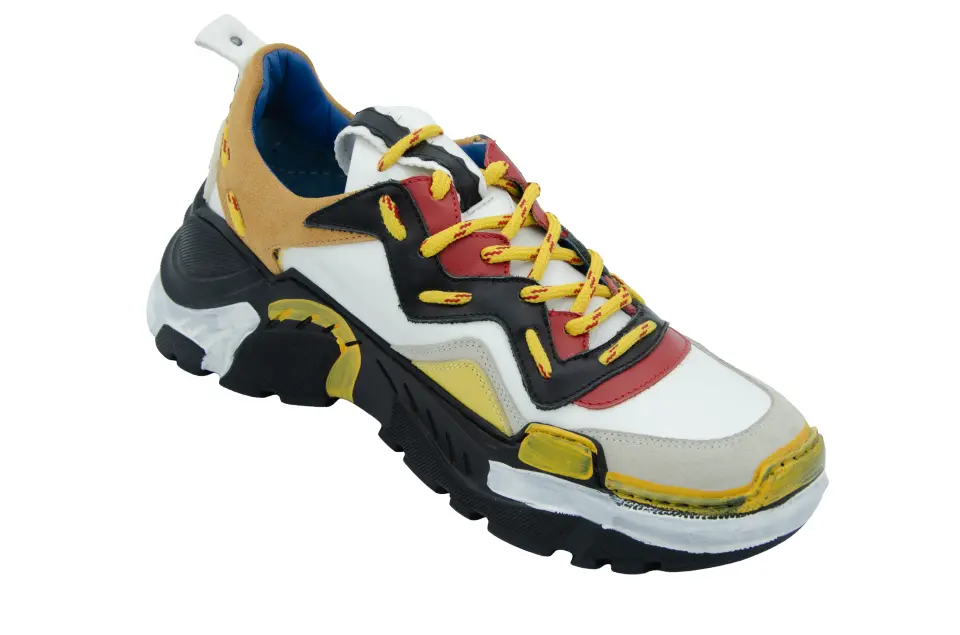 Erkek Kırmızı Sarı Bağcık Detaylı Sneaker