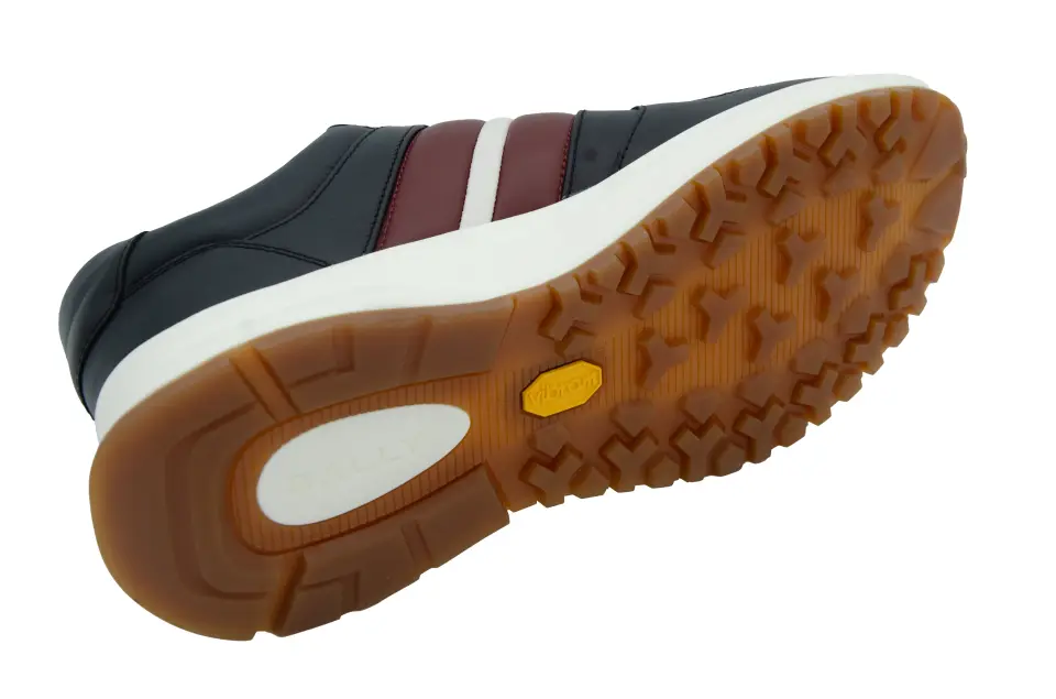 Erkek Lacivert Bordo Şerit Detaylı Deri Sneaker