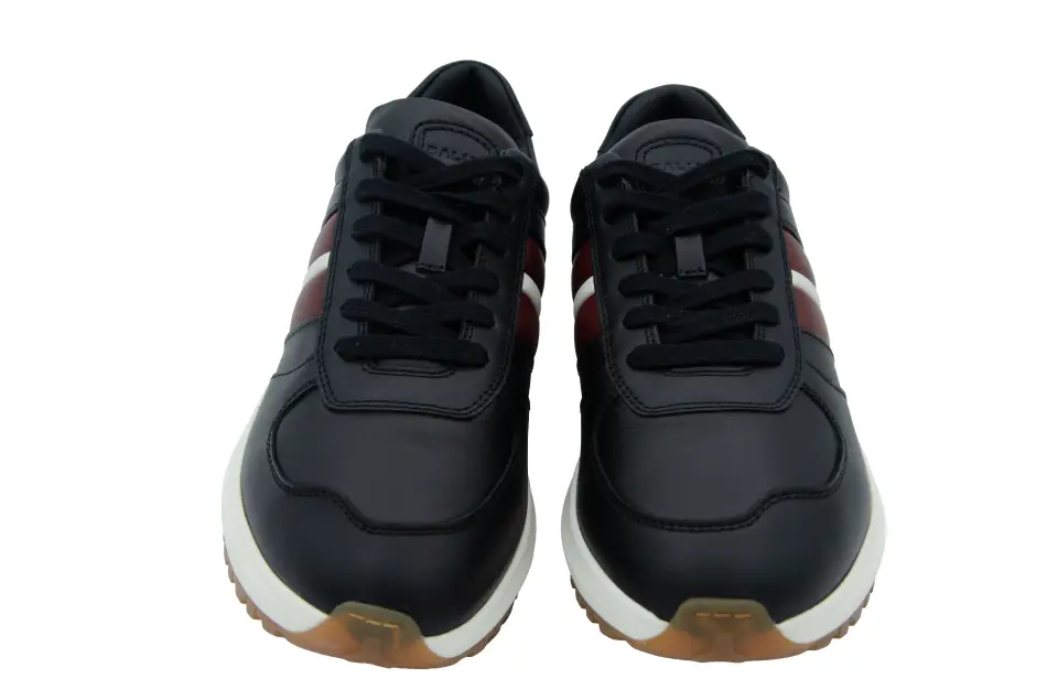 Erkek Lacivert Bordo Şerit Detaylı Deri Sneaker
