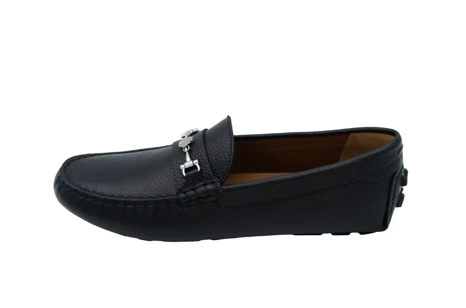 Erkek Siyah Metal Aksesuar Detaylı Loafer