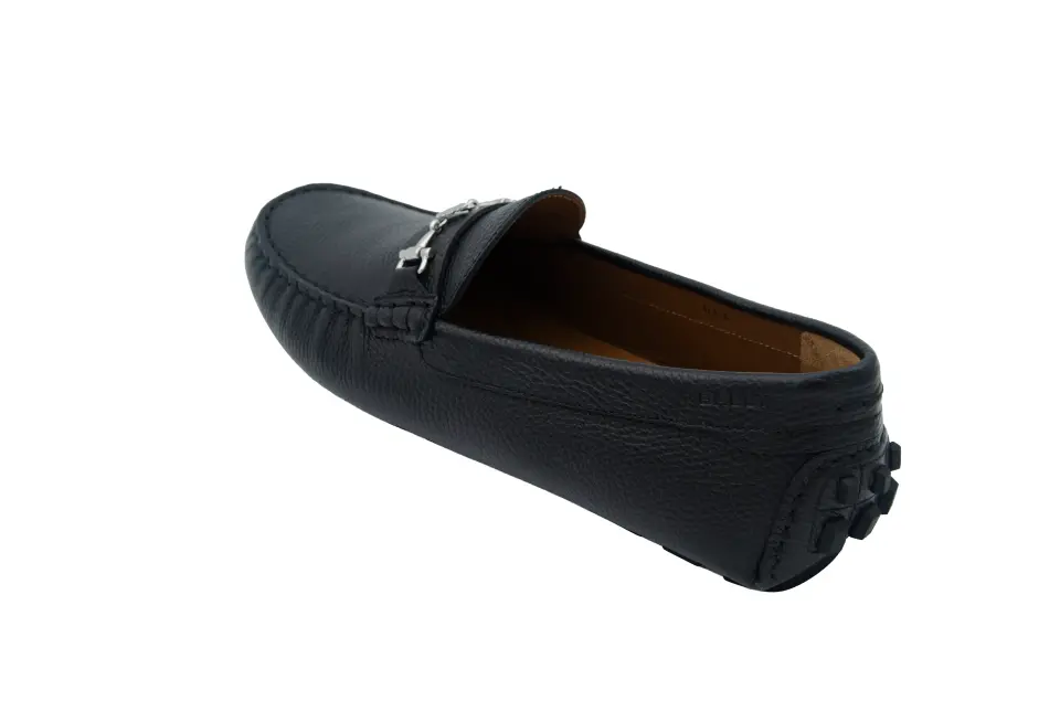 Erkek Siyah Metal Aksesuar Detaylı Loafer