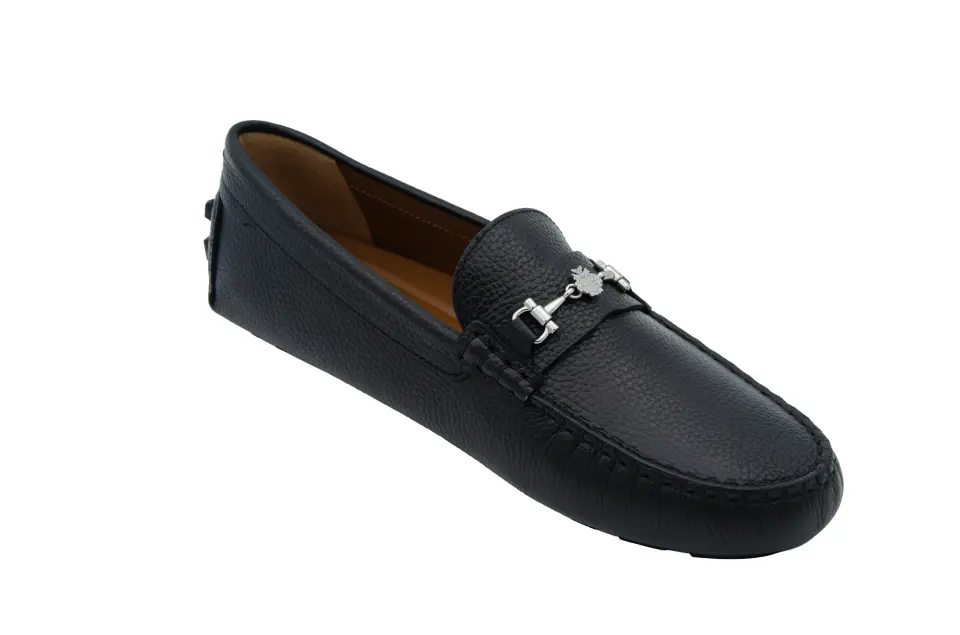 Erkek Siyah Metal Aksesuar Detaylı Loafer