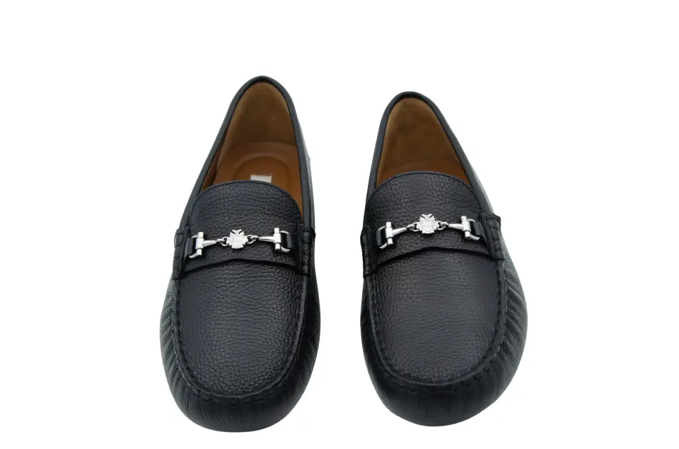Erkek Siyah Metal Aksesuar Detaylı Loafer