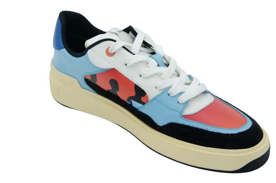 Erkek Mavi Kırmızı Süet Detaylı Sneaker