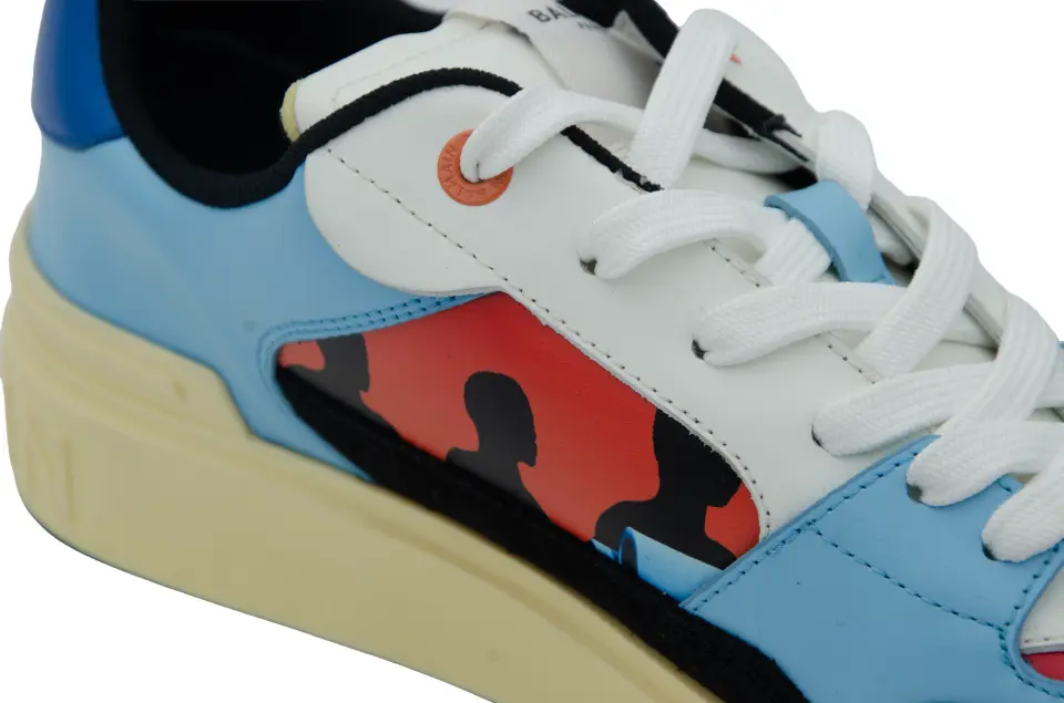 Erkek Mavi Kırmızı Süet Detaylı Sneaker
