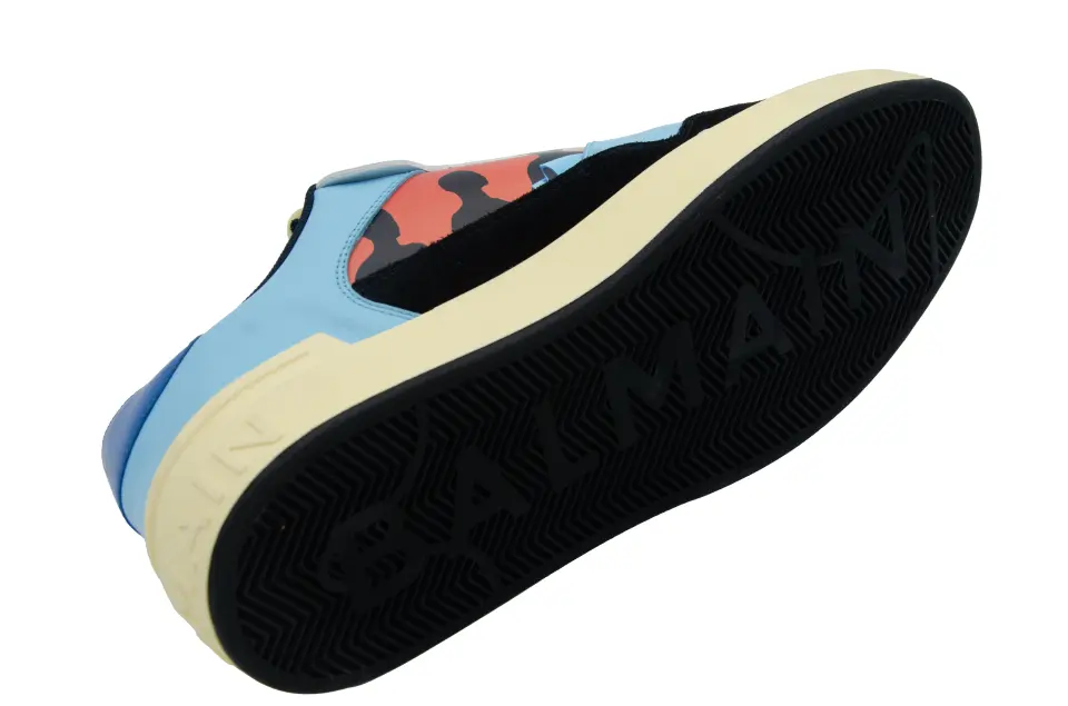 Erkek Mavi Kırmızı Süet Detaylı Sneaker