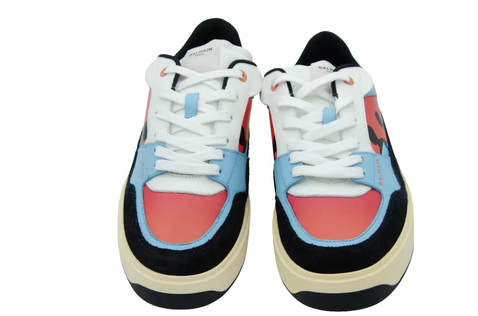 Erkek Mavi Kırmızı Süet Detaylı Sneaker