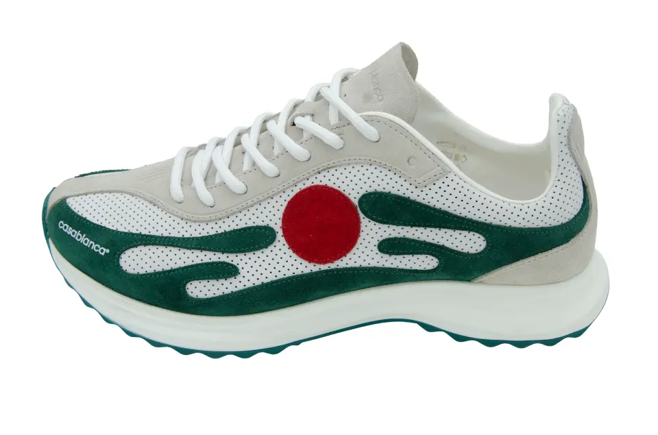 Erkek Beyaz Yeşil Dalga Desenli Sneaker
