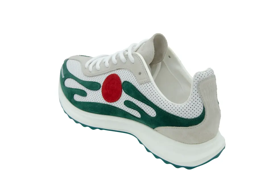 Erkek Beyaz Yeşil Dalga Desenli Sneaker