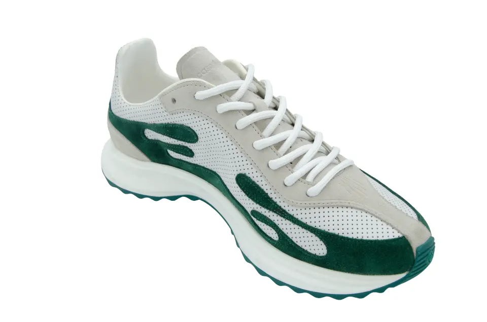 Erkek Beyaz Yeşil Dalga Desenli Sneaker