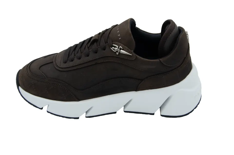 Erkek Kahverengi Dikiş Detaylı Deri Sneaker