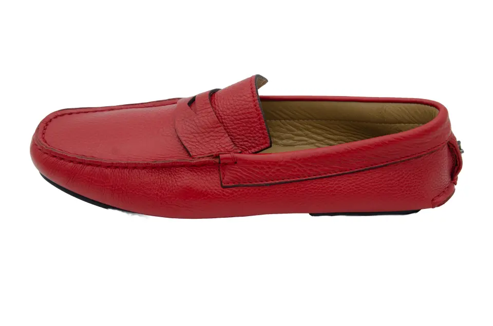 Erkek Kırmızı Tokalı Deri Loafer