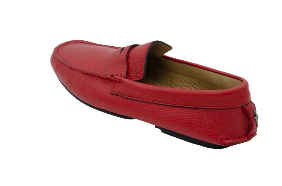 Erkek Kırmızı Tokalı Deri Loafer