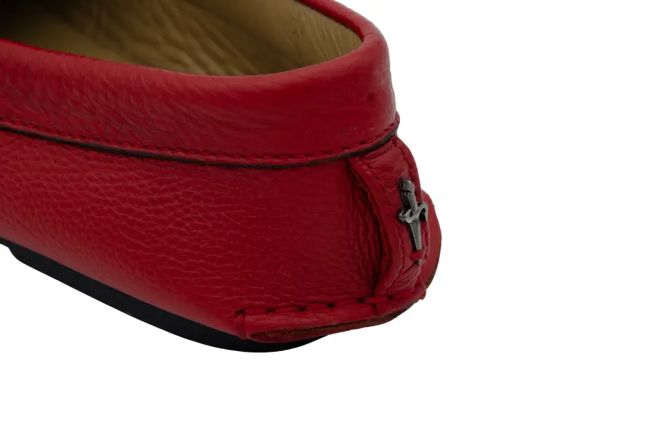 Erkek Kırmızı Tokalı Deri Loafer