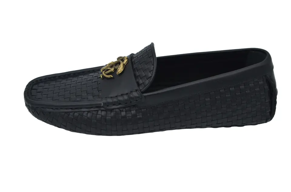 Erkek Siyah Örgü Dokulu Loafer