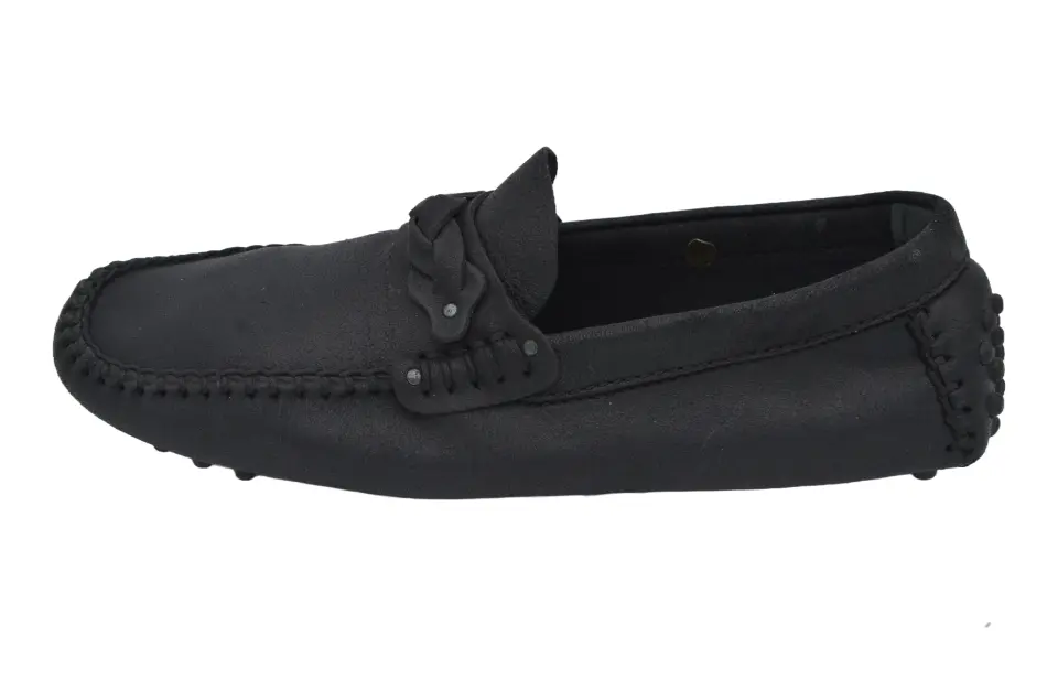 Erkek Siyah Örgü Detaylı Loafer
