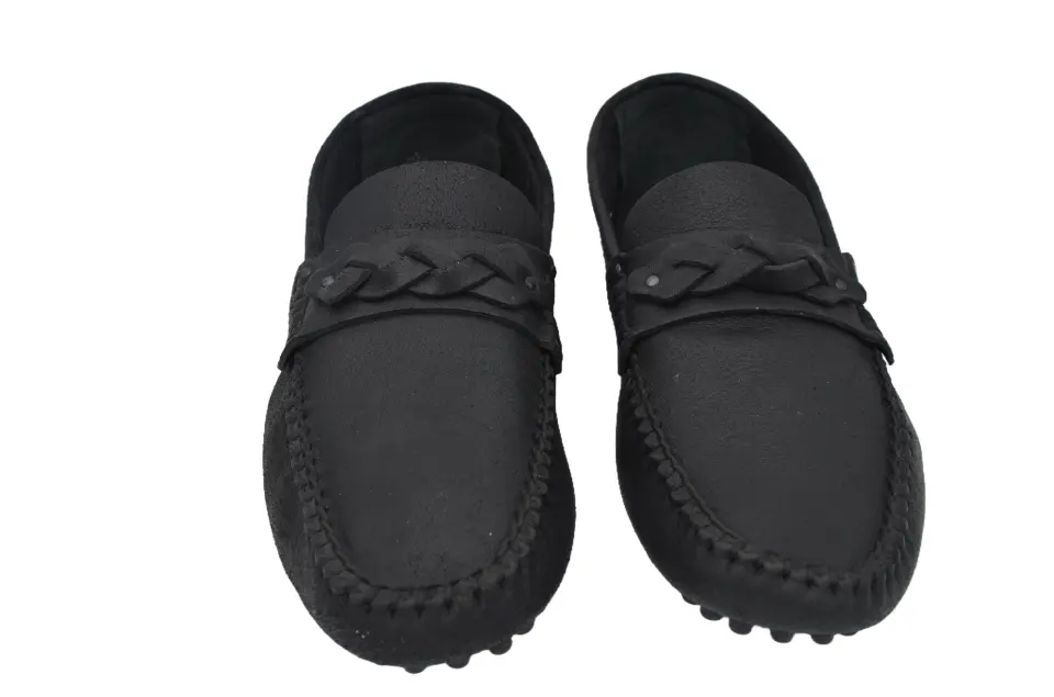 Erkek Siyah Örgü Detaylı Loafer