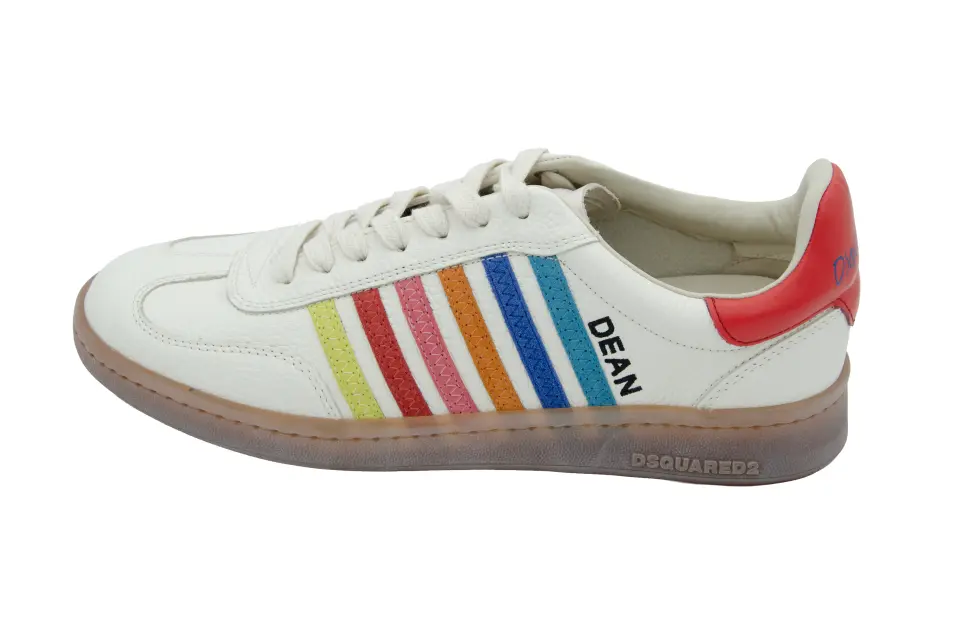 Erkek Beyaz Çok Renkli Şeritli Oversize Sneaker