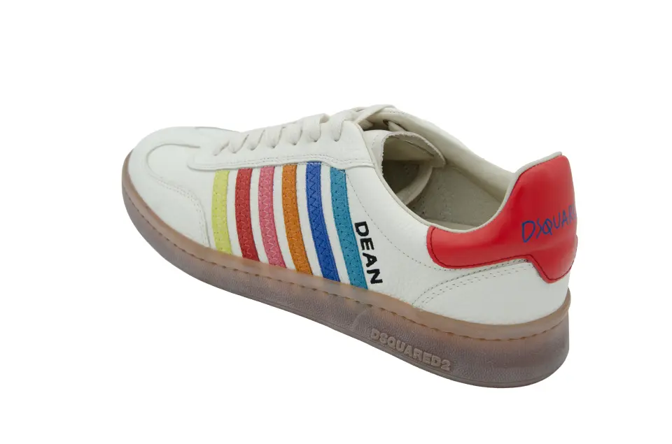 Erkek Beyaz Çok Renkli Şeritli Oversize Sneaker