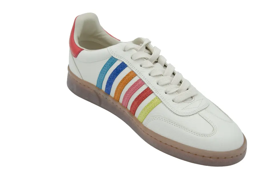Erkek Beyaz Çok Renkli Şeritli Oversize Sneaker