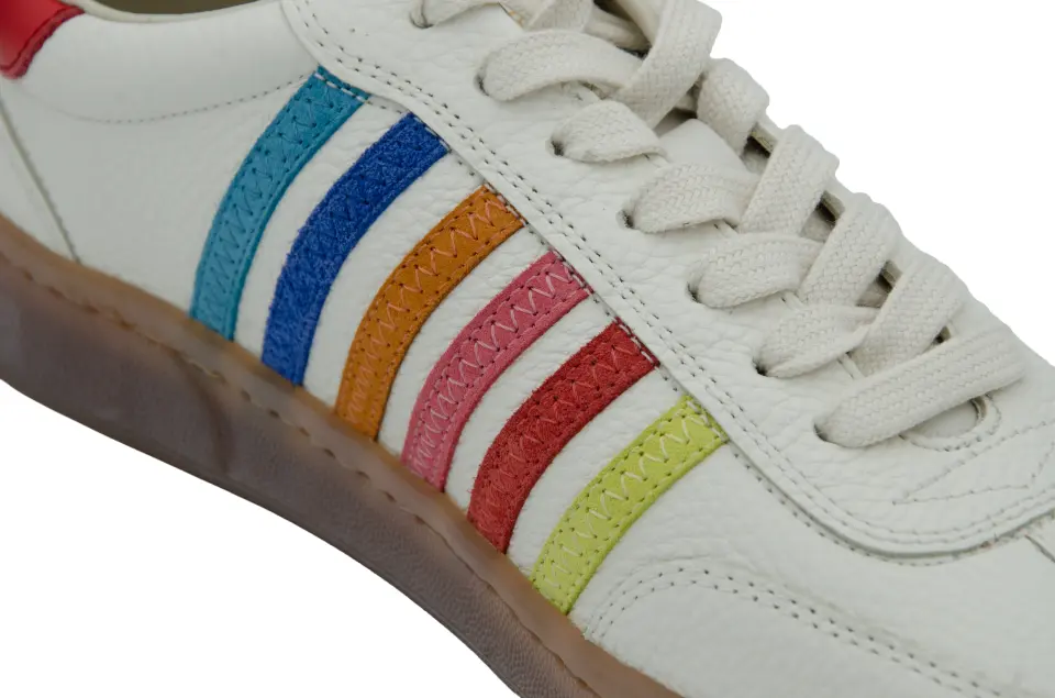 Erkek Beyaz Çok Renkli Şeritli Oversize Sneaker